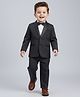 Babyhug Knit Full Sleeves Solid Three Piece Party Suit Set with Bow - Black