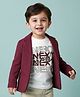 Babyhug Knit Full Sleeves Solid Blazer With Printed T-Shirt - Maroon