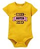 Zeezeezoo 100% Cotton Knit Rakshabandhan Theme Half Sleeves Best Sister Ever Text Printed Onesie - Yellow