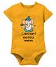 Zeezeezoo 100% Cotton Knit Ganesh Chaturthi Theme Half Sleeves Ganpati Bappa Morya Text Printed Onesie -  Yellow