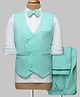 Babyhug Knit Full Sleeves Solid Color 3 Piece Party Suit with Bow Applique - Mint