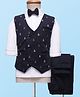 Babyhug Knit Full Sleeves 3 Piece Party Suit with Bow & Anchor Glitter Print - Navy Blue