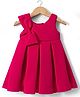 Babyhug Scuba Woven Sleeveless Partywear Fit and Flare Dress with Bow Applique - Dark Pink