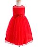 Babyhug 5 Layers With Cotton Lining Sleeveless Fit & Flare Party Gown With Glitter & Floral Applique - Red