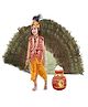 RAJ FANCY DRESSES Woven Janmasthami Theme Sleeveless Ethnic Embroidered Lord Krishna Costume Set - Multi Colour