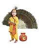 RAJ FANCY DRESSES Woven Janmasthami Theme Full Sleeves Ethnic Motifs Printed Lord Krishna Costume Set - Yellow