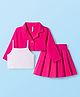 Babyhug Scuba Woven Full Sleeves Solid Jacket & Skirt With Inner Top - Dark Pink