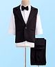 Babyhug Knit Full Sleeves Solid Color 3 Piece Party Suit with Bow - Black & White