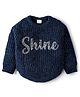 Babyhug Knitted Full Sleeves Soft Chenille Yarn Pullover Sweater with Sequin Detailing - Navy Blue