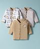 Child World Sinker Knit Full Sleeves Jhablas with Stripes & Animal Print Pack of 3 - White & Brown
