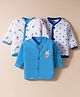 Child World Sinker Knit Full Sleeves Jhablas with Polka Dots & Animal Print Pack of 3 - White & Blue