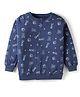 Doodle Poodle 100% Cotton Knit Full Sleeves Front Open Sweatshirt with NYC Print - Navy Blue