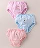 Zero Interlock Knit Panties with Bunny Print Pack of 3 - Peach Pink & Aqua Blue