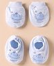 Simply Interlock Mittens & Booties Set with Cheerful Print - Light Blue