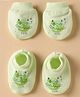 Simply Interlock Mittens & Booties Set with Cute Print - Limegreen
