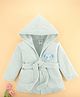 Simply Terry Knit Full Sleeves Bath Robe with Elephant Print - Light Grey