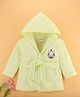Simply Terry Knit Full Sleeves Hooded Bathrobe With Zebra Embroidery - Lime Green