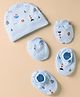 Simply Interlock Knit Cap Mitten & Booties Set with Nautical Theme Print Light Blue - Diameter 14.5 cm