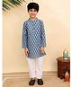 The Mom Store Cotton Knit Full Sleeves Floral Motifs Printed Kurta Pyjama Set - Multi Colour