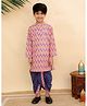 The Mom Store Cotton Knit Full Sleeves Floral Printed Dhoti Kurta Set - Multi Colour