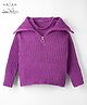 Arias Knitted Full Sleeves Solid Pullover Sweater With Mock T-Shirt - Purple