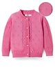 Babyoye Cotton Knit Front Open Sweater With Floral Design - Pink