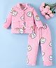 Mark & Mia Full Sleeves Winter Wear Co-ords Night Suit With Bunny Print - Pink