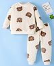 Mark & Mia Full Sleeves Winter Wear Night Suit With Bear Print - Cream