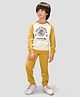 TRESNOVA Cotton Knit Full Raglan Sleeves Jungle Champion Text & Dinosaur Printed Antimicrobial Tee & Joggers Set - Off White
