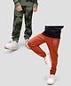TRESNOVA Cotton Knit Pack Of 2 Camouflage & National Space Society Text Printed Antimicrobial Joggers - Olive Green & Orange