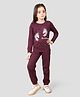 TRESNOVA Cotton Knit Full Sleeves Unicorn Printed Antimicrobial Tee & Joggers Set - Burgundy