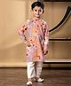 READIPRINT Cotton Woven Full Sleeves Abstract Printed Kurta Pyjama Set - Brown