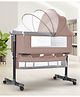 BAYBEE 3 in 1 Baby Bedside Crib Cradle with 2 Height Adjustments, Portable Mesh Convertible Bedside Bassinet for Kids, Multi-Purpose Storage Tray, Wheels, Travel Crib Cot for Baby 0 to 3 Years (Beige)