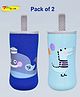 Joy Buzz Adjustable Reusable Baby Feeding Bottle Cover Sleeves Suitable For 120ml 150ml 180ml 200 ml Slim Neck Feeding Milk/Water Glass Feeder Bottles-(Pack of 2)-Blue, Sky-blue