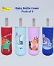Joy Buzz Adjustable Reusable Baby Feeding Bottle Cover Sleeves Suitable For 120ml 150ml 180ml & 200ml Slim Neck Feeding Milk/Water Glass Feeder Bottles-(Pack of 4)-Multicolor