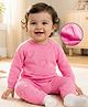 Babyoye Cotton Knit Full Raglan Sleeves Winter Wear Romper with Heart Detailing - Pink