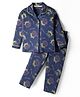 Doreme Single Jersey Knit Full Sleeves Co-ords Night Suit with Beach Theme Print - Navy  Blue