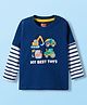 Babyhug 100% Cotton Knit Full Doctor Sleeves T-Shirt with Vehicle Print - Navy Blue