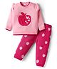 Babyhug Knit Full Sleeves Pullover Sweater Set with Apple Design & Patch Detailing - Pink
