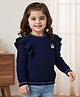 Babyhug Knitted Full Sleeves Pullover Sweater With Crown Embroidery - Navy Blue