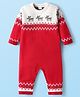 Babyhug Sweater Knit Full Sleeves Winter Wear Romper With Reindeer Design - Red & White