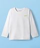 Kookie Kids Single Jersey Knit Full Sleeves Solid Round Neck T-Shirt with Joy Text Print - White