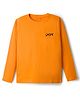 Kookie Kids Single Jersey Knit Full Sleeves Solid Round Neck T-Shirt with Joy Text Print - Orange