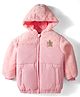 Babyhug Woven Full Sleeves Hooded Padded Jacket With Star Patch & Fur Detailing - Pink