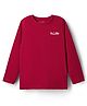 Kookie Kids Single Jersey Knit Full Sleeves Solid Round Neck T-Shirt with Hello Text Print - Red