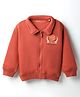 Doreme Fleece Knit Full Sleeves Sweatjacket With Basketball Print - Rust Orange