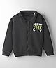 Doreme Fleece Knit Full Sleeves Sweatjacket With New York City Print - Black