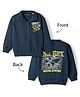 Doreme Fleece Knit Full Sleeves SweatJacket with Text Print - Navy Blue