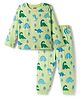 Babyhug Cotton Knit Full Sleeves Co-ords Night Suit With Dino Print - Green