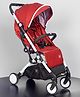 Mee Mee Baby Pram Premium Airport Stroller | Adjustable and Removable Canopy, One Press Compact Fold, Easy To Carry in Hand | 5 Point Safety Harness (Dark Red)